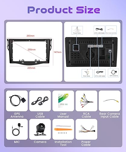 Miniatura 18 de Radio de coche Android 13 2G + 64G para Toyota RAV4 2007-2011, Rimoody Car Stereo Wireless CarPlay Android Auto navegación GPS WiFi Mirror Link 9
