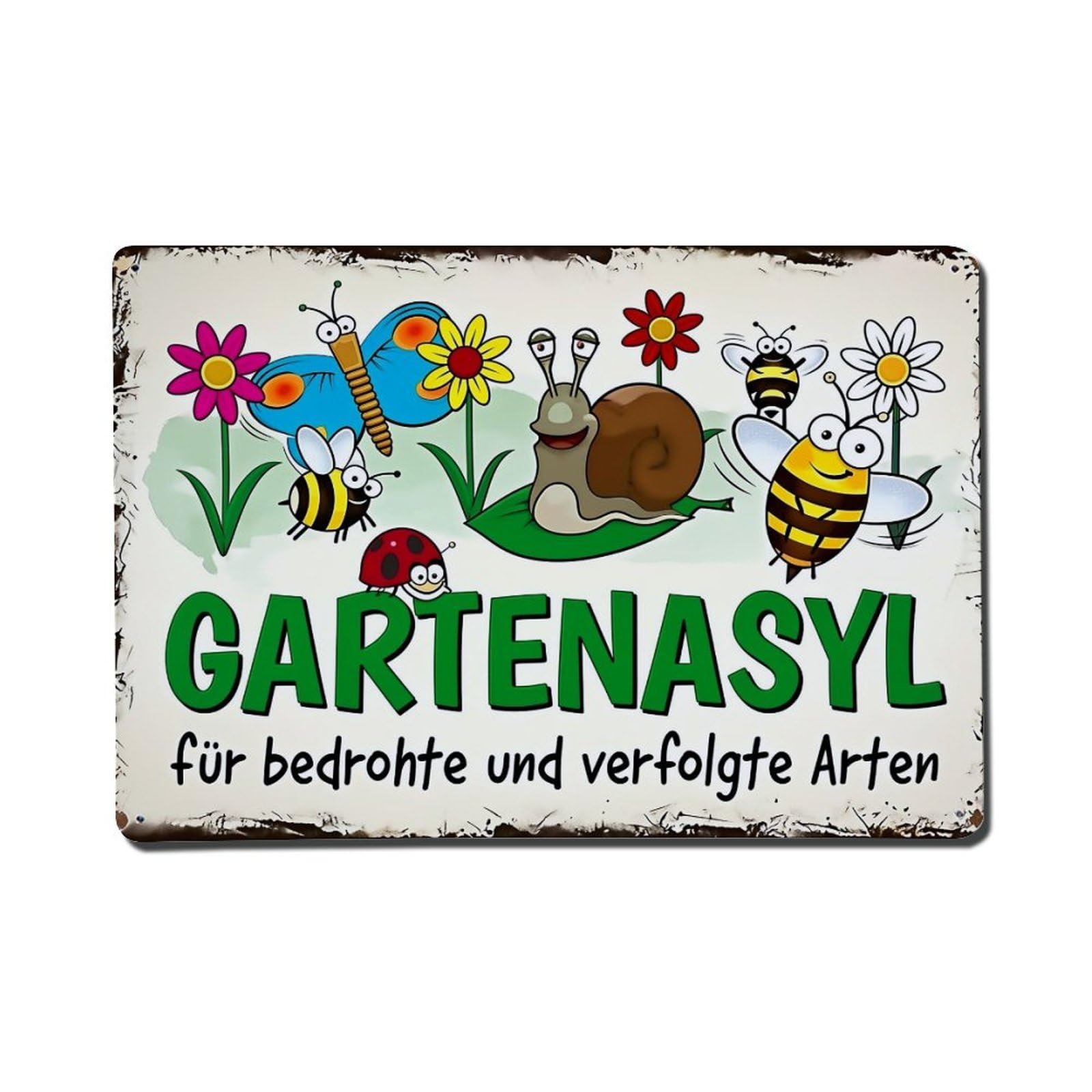 Garden Asylum For Threatened And Persecuted Species Retro Metal Tin Sign, Vintage Decor Art Poster for Bar, Home, Man Cave, Kitchen, Laundry Room Gift 8x12Inch