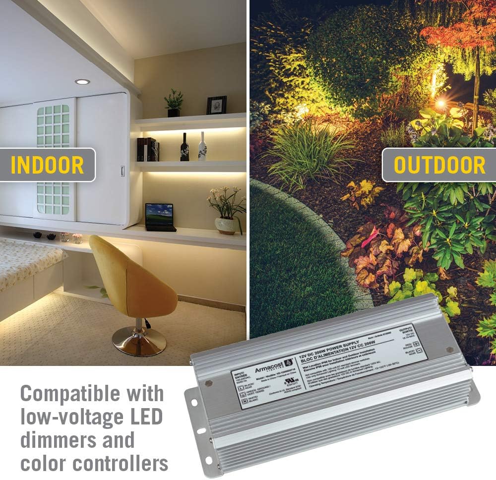 Silver 200W 12V DC Indoor/Outdoor LED Driver