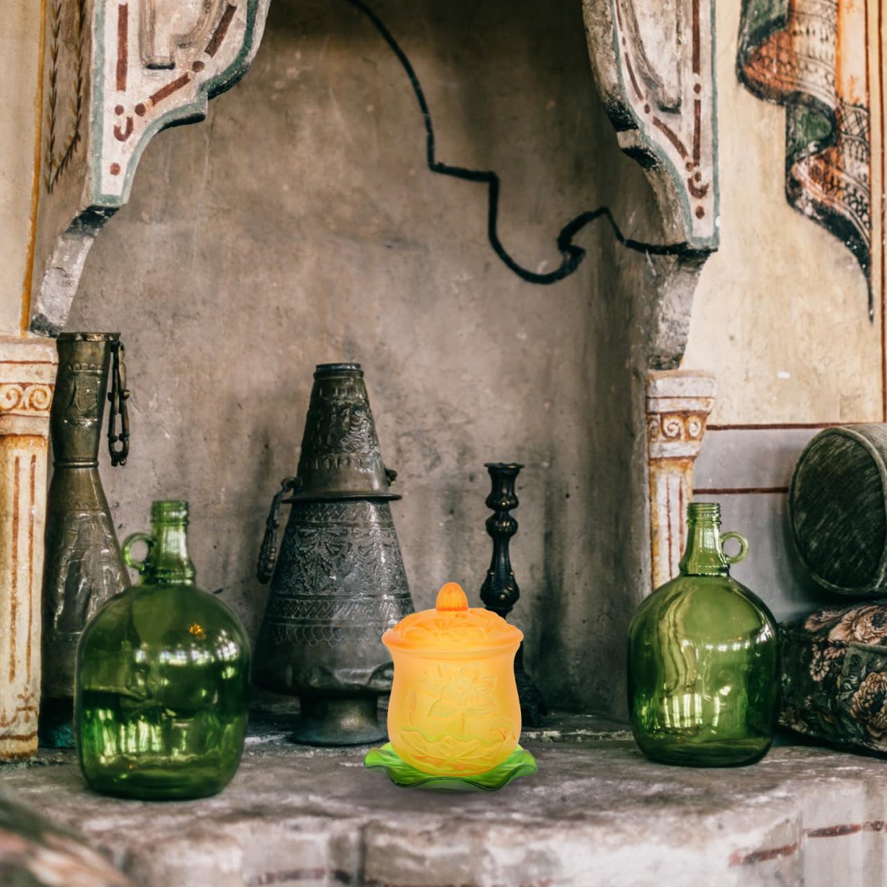 BESPORTBLE 1 Set Lotus Water Supply Cup With Base Glass Buddha Cup