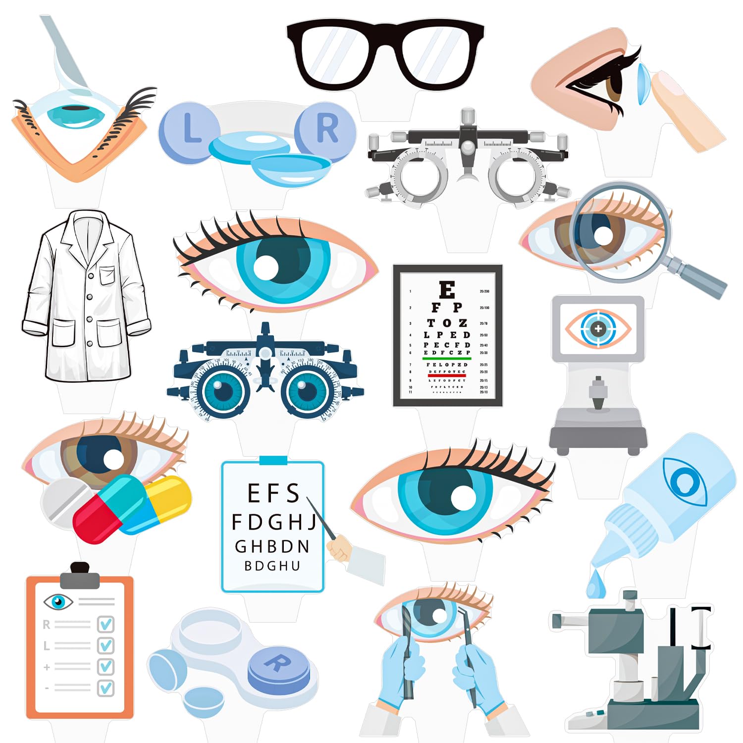 Eye Doctor Cupcake Toppers Optometrist Party Decorations 48Pcs Eye Doctor Birthday Cake Decorations Ophthalmology Cupcake Picks for Optometrist Birthday Graduation Party Supplies