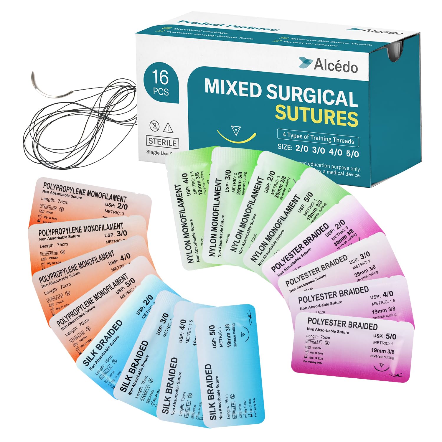 Alcedo Suture Kit with Thread, Needle & Tools (28-Piece) — Amazon image 10
