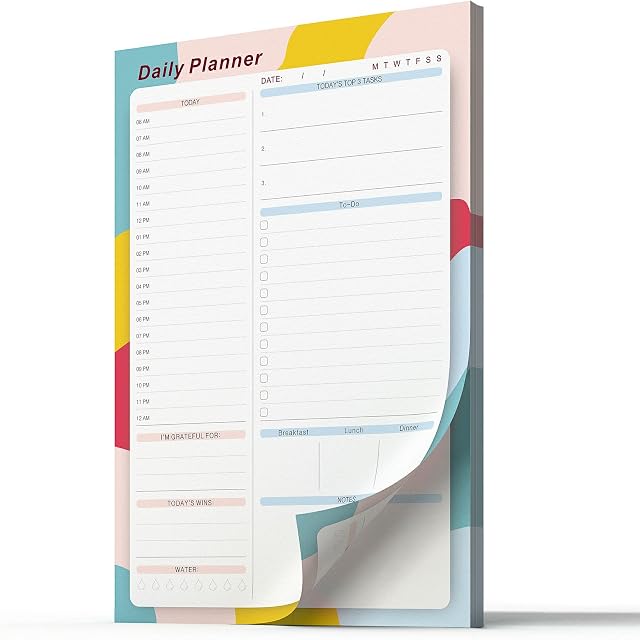 RedMountain To-Do List Pad A5 Daily Planner, Undated Organiser with Schedule, Task List, Meal Plan and More, 50 Sheets/100 Pages Double-Sided Writing