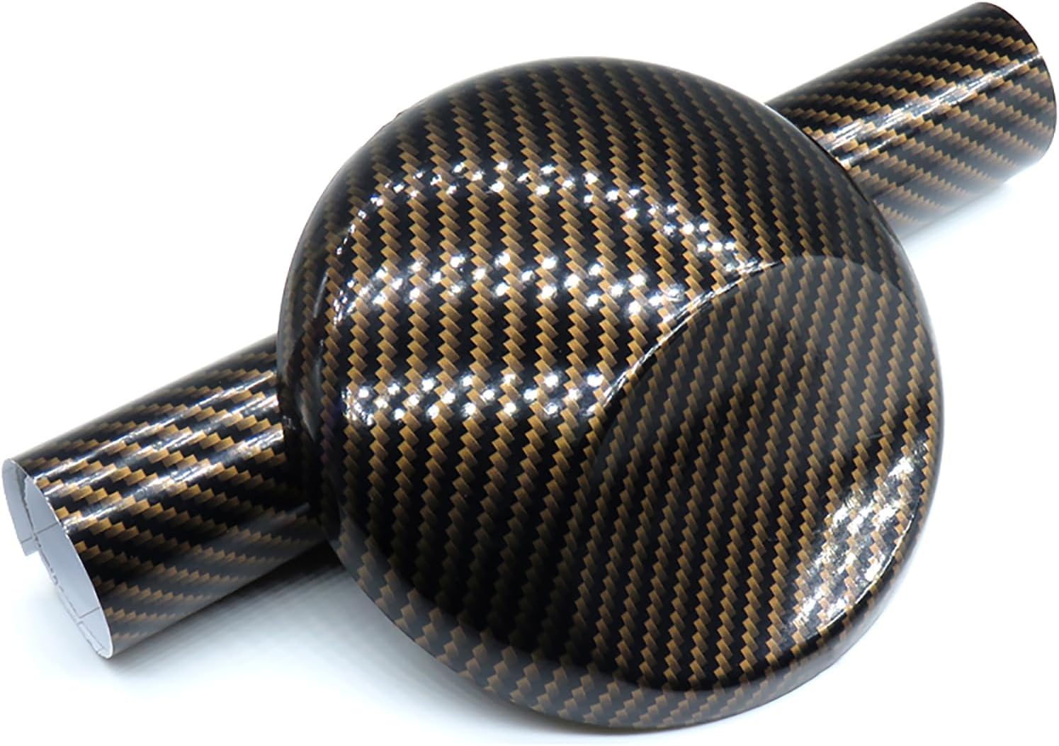 COYOUCO Carbon Fiber Vinyl Wrap for Cars, Glossy Black Gold Fiber Wrap