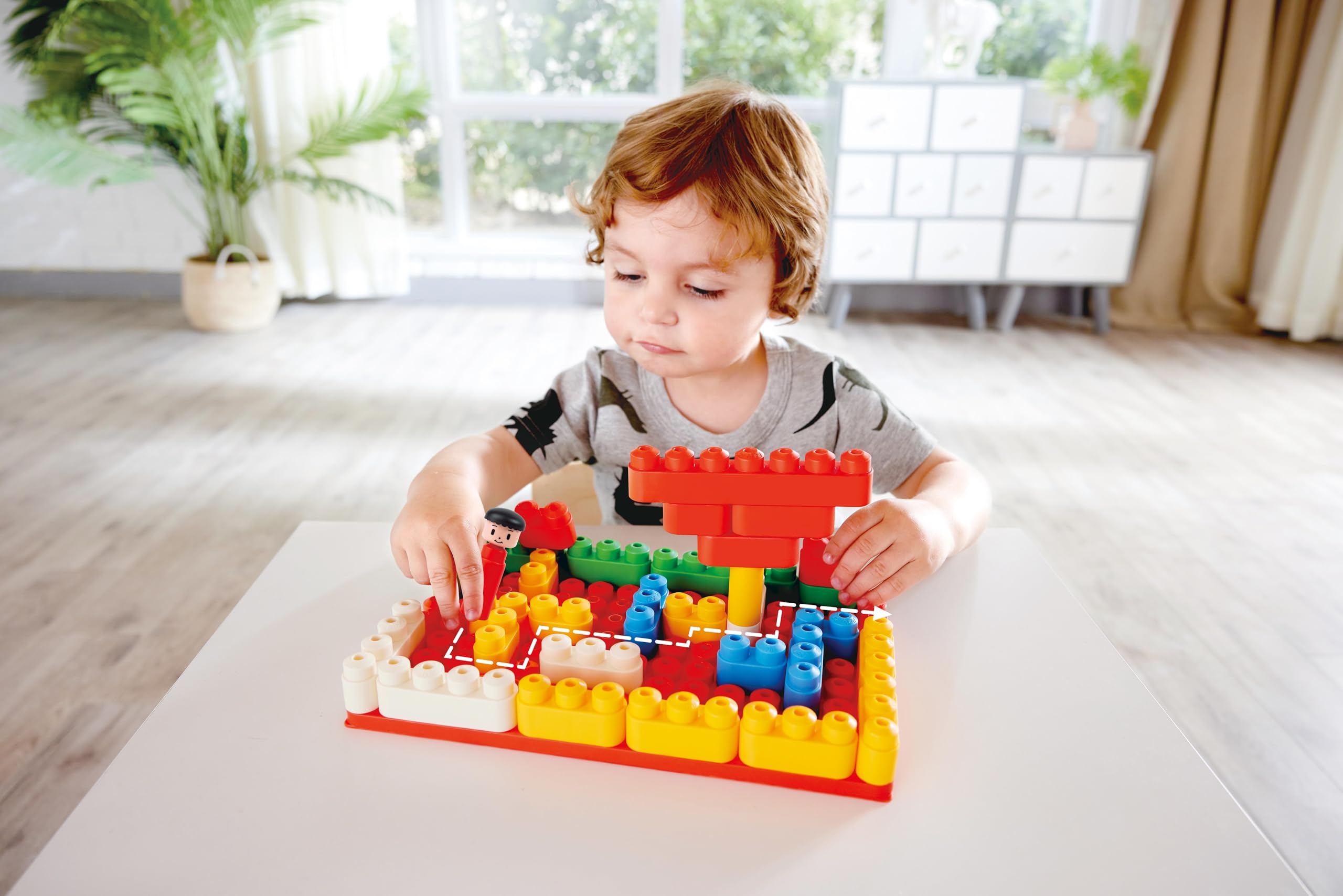 Hape PolyM ciężarówka holownicza, klocki konstrukcyjne z cyframi i cyframi, wielokolorowe