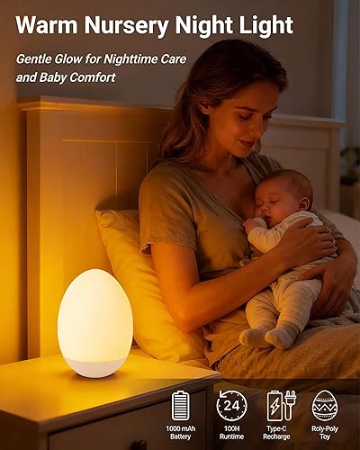 Miniatura 2 de Luz nocturna para niños, luz de huevo para guardería, luz nocturna para bebé, sin BPA, 7 colores cambiantes y atenuación continua, lámpara