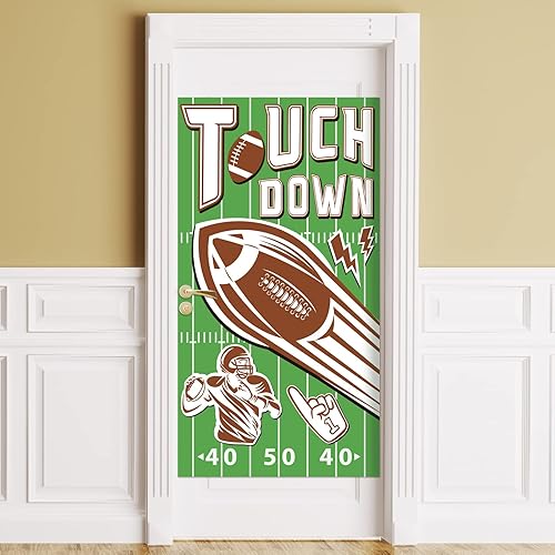 Juexica Cubierta de puerta de fútbol de 3 piezas, decoración de fútbol americano, decoración de fiesta de fútbol para casillero, día de juego,