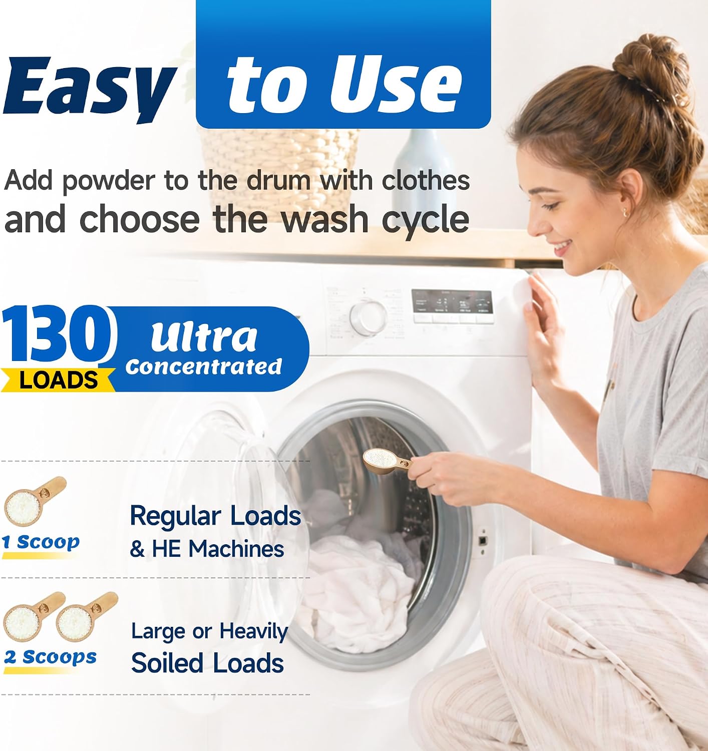 LMJP Bio Enzyme Laundry Detergent Powder, Stain & Odor Remover, 130 Loads image 5