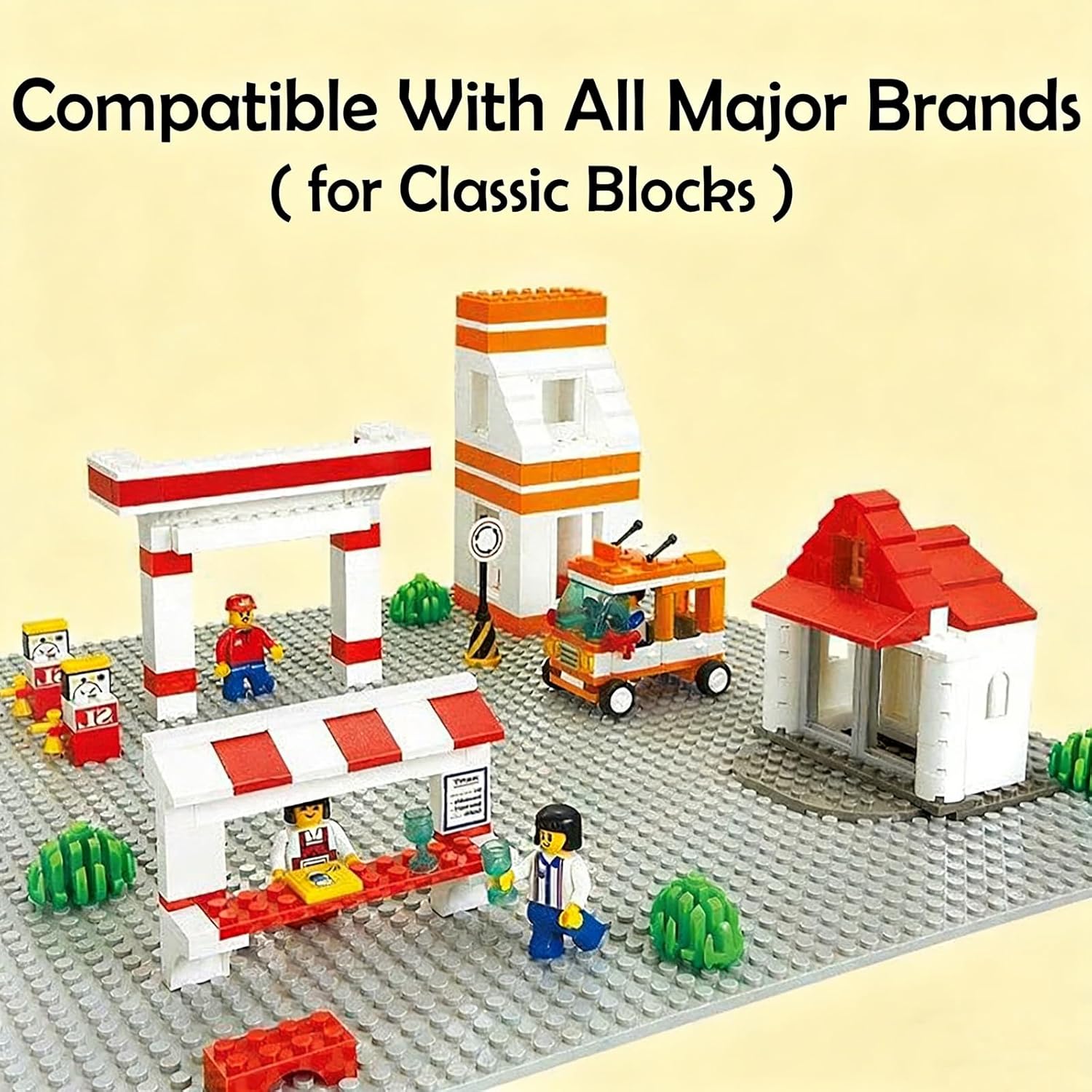 Classic Baseplates for Lego 12pcs, 10" x 10" Building Brick Base Plates 32x32 Stud, 100% Compatible with All Major Brands Baseplates for Building - Dark Grey