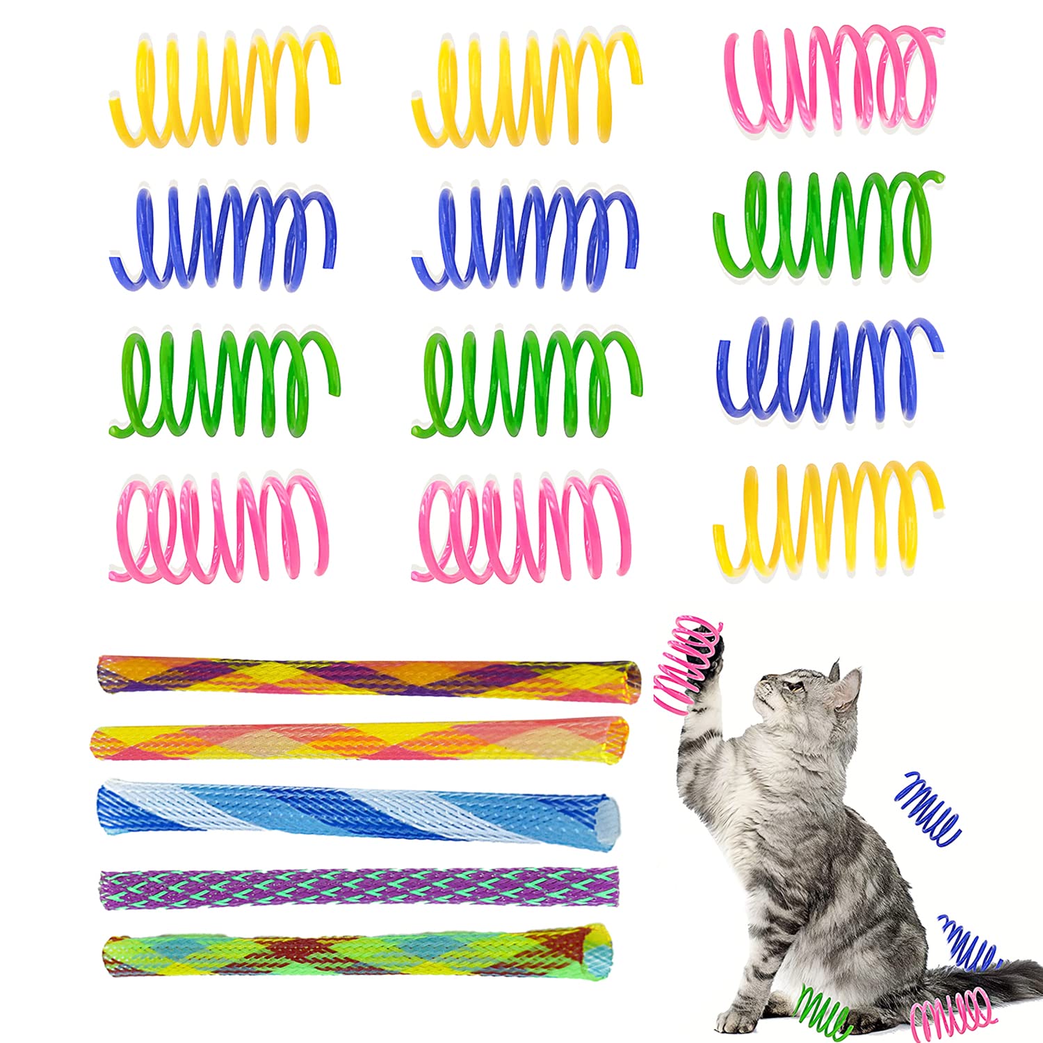 17 Piezas Muelle en Espiral para Gato, Juguete Interactivo para Gatos, Muelles para Gatos Juguete Colorido, Muelles En Espiral De PláStico, Juguete Creativo para Matar el Tiempo y Mantenerse en Forma
