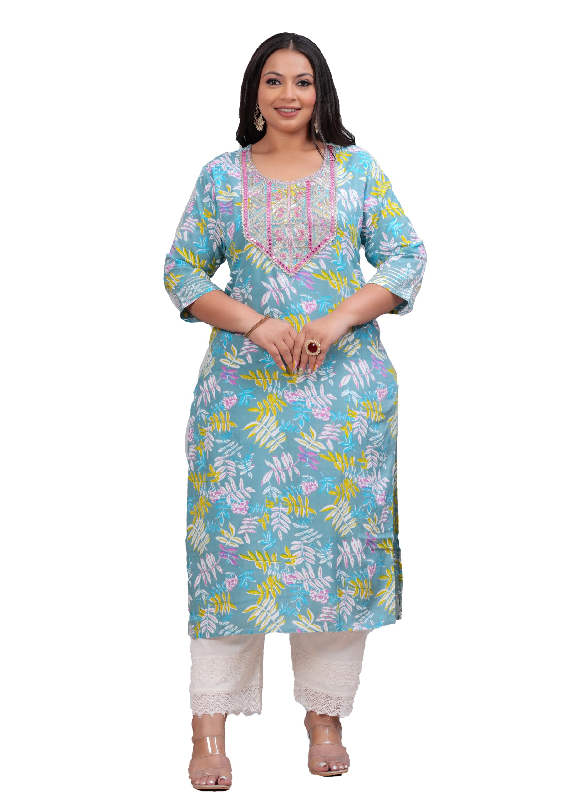 labuly Embroidery Work Designer Rayon Plus Size Kurta for Women-picture-17