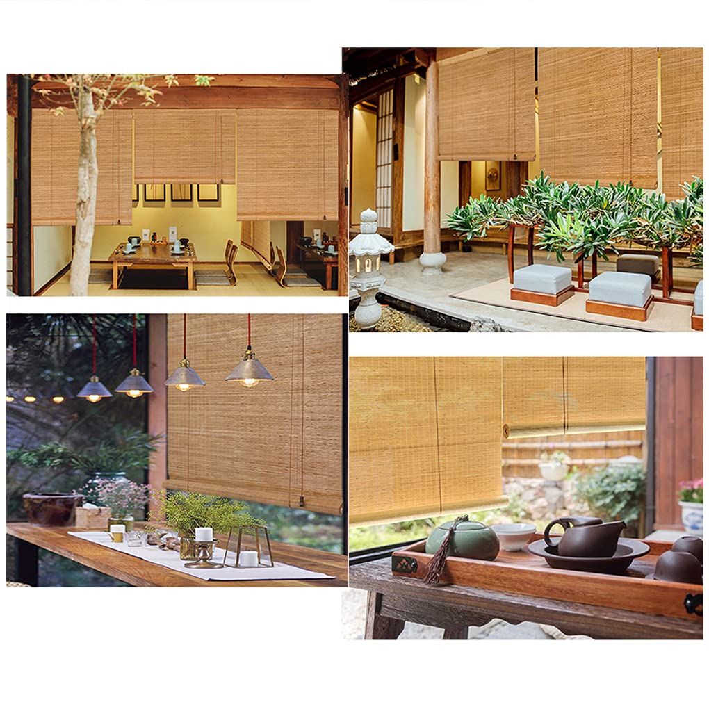 Stores À Rouleaux Romains Taux de Shading 55% Store Enrouleur en Bambou Rideau Venitien volets protection Pare-Vue Pare-Soleil Maison,pour fenêtres et portes,balcon,Personnalisable (90 x 200 cm)