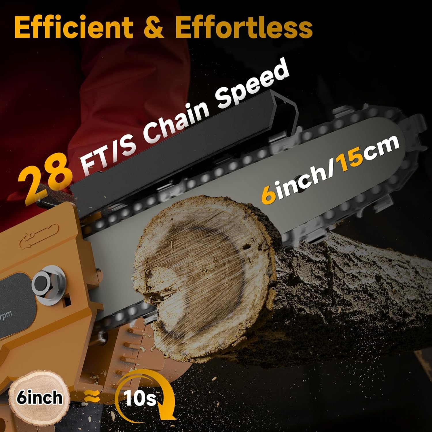 Mini Chainsaw Cordless 6 Inch, Brushless Electric Chainsaw with 2×2000mAh Batteries, Battery Powered Chain Saw for Garden Pruning, DIY Tree Trimming, Branch Cutting, Gift for Men