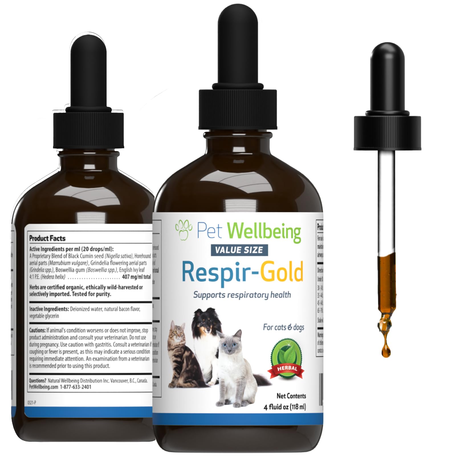 Pet Wellbeing Respir-Gold for Cats - Allergic Airway & Breathing, 2 oz — Amazon image 2