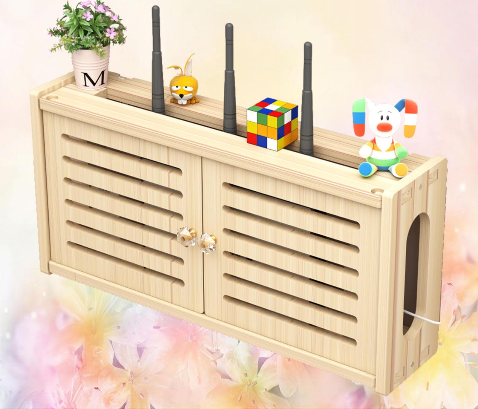 Support Box Internet Bureau Etagere pour Decodeur Routeur WiFi Organiser Boîte Petit Support Mural Telecommande EtagèRes Murales Blanc,C-48x24cm