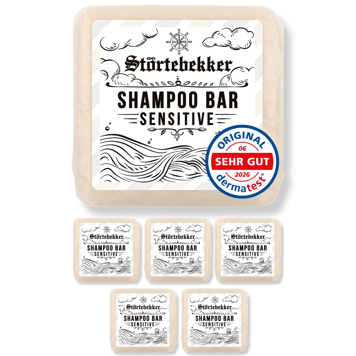 Störtebekker® Premium stały szampon Sensitive – Solid Shampoo Bar | Do skóry wrażliwej – neutralne pH skóry – łagodne czyszczenie bez wysychania
