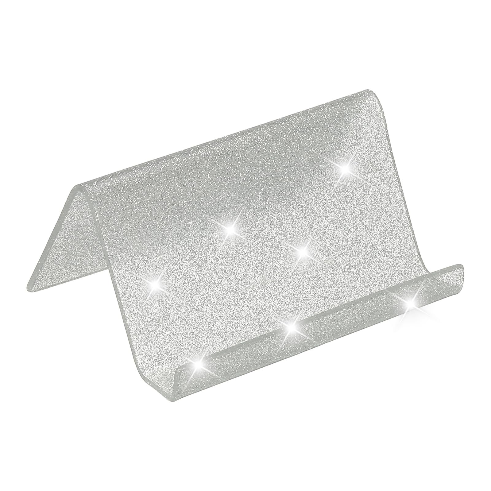 PATIKIL Business Card Holder for Desk Acrylic Business Card Holders Shine Card Stand Organizer Cards Display for Office Exhibition Silver Tone