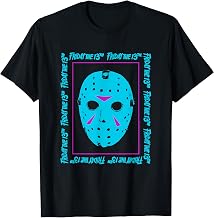 Blue Mask Neon Summerween Horror Movie T-Shirt