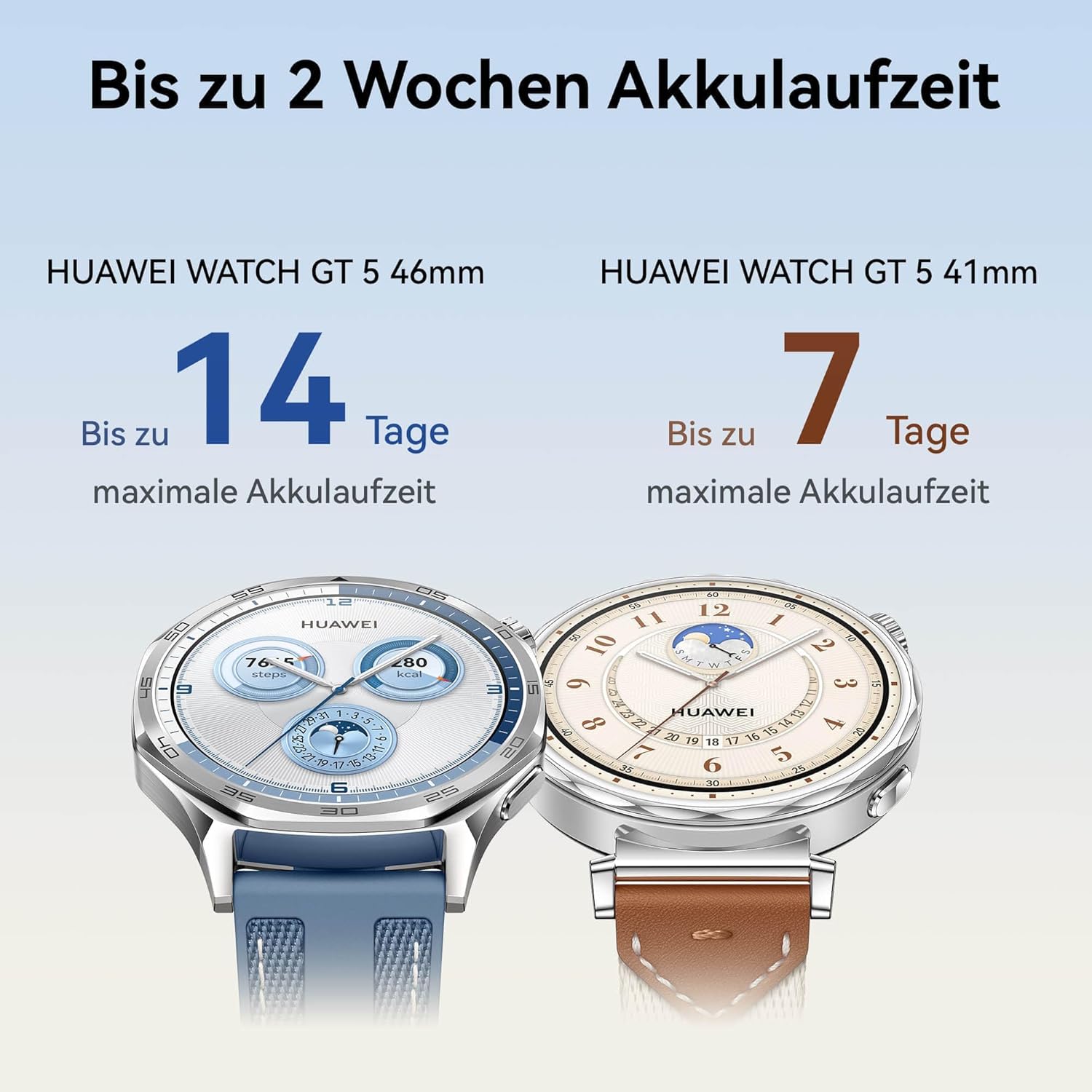 HUAWEI Watch GT 5 46 mm Blue + Extra EasyFit 3 Spruce Green Fluoroelastomer Strap, Smartwatch, Artistic Design, Sports Functions at Professional Level, Health Tracking, ECG Monitoring, Up to 14 Days - Image 5