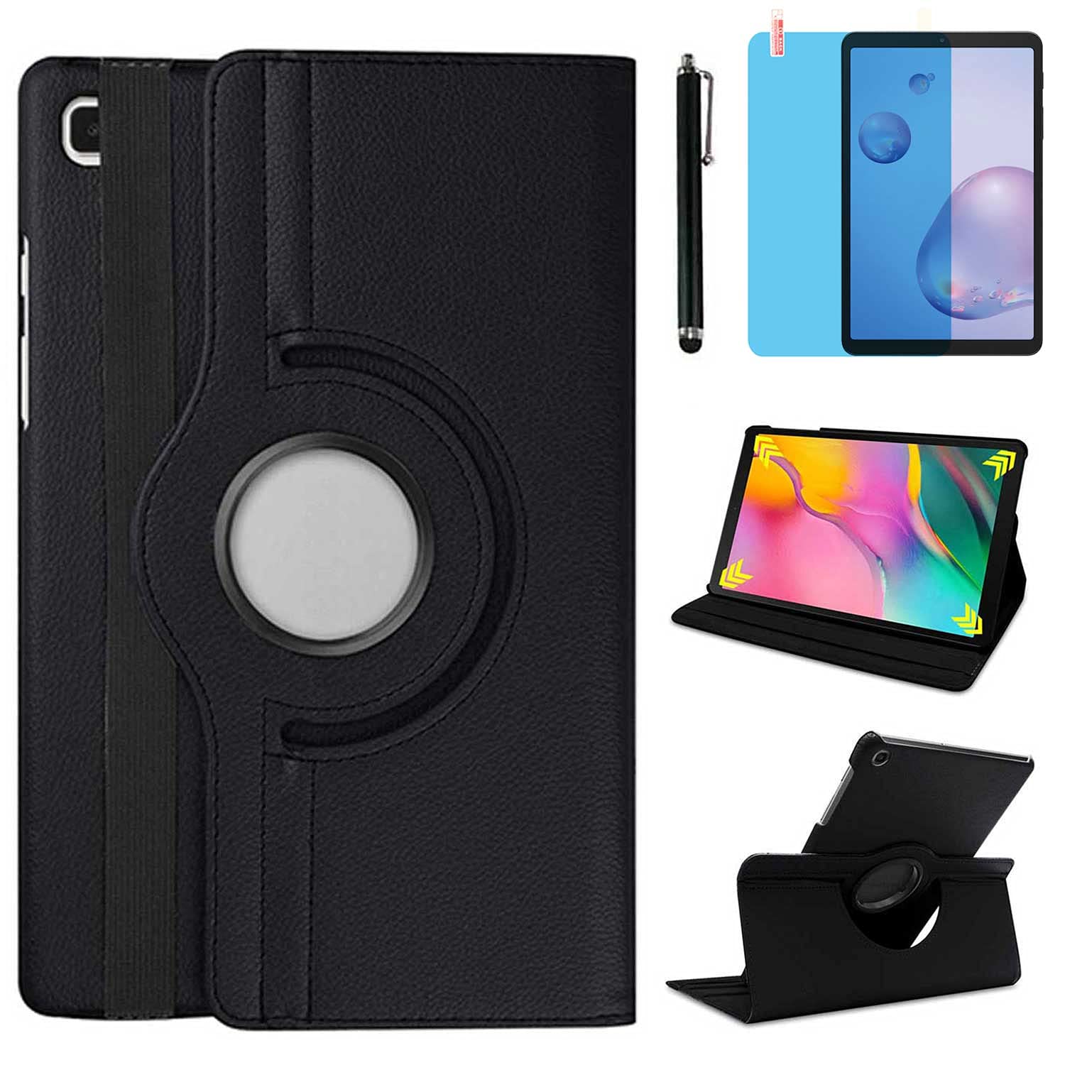 Case for Samsung Galaxy Tab A 8.4'' 2020 (SM-T307U SM-T307), 360 Degree Rotating Stand Case Protective Cover, with Stylus Pen,Screen Film (Black)