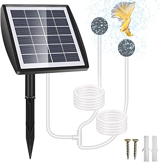 GuKKK Solar Sauerstoffpumpe, 2W Solar Teichbelüfter mit 2200mAh Akku, Solar Luftpumpe Aquarium Oxygenator, Oxygenator Aquarium Luftpumpe Angelbelüfter mit Rohr Luftblasensteinen, für Gartenteiche (A)