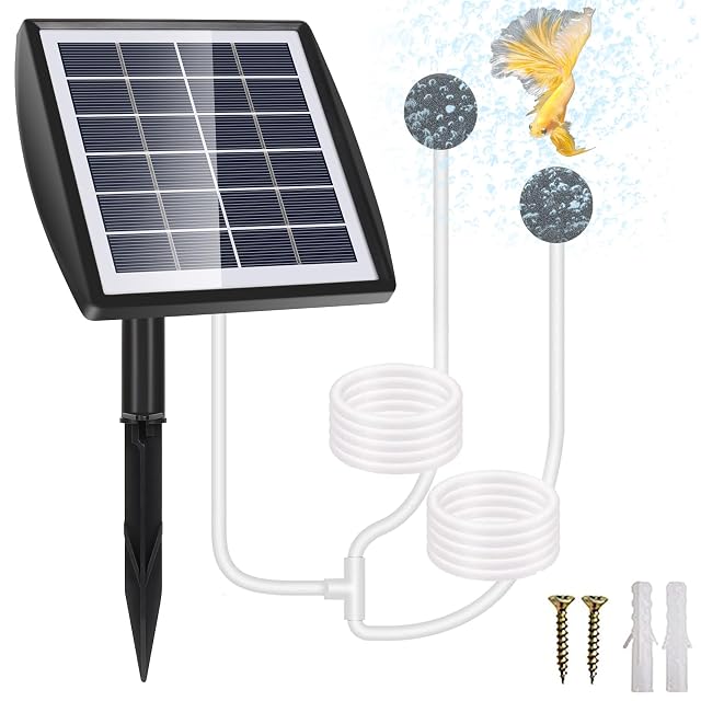 GuKKK Kit De Bomba De Aire con Energía Solar, Bomba Solar de Oxígeno para Acuario 2W