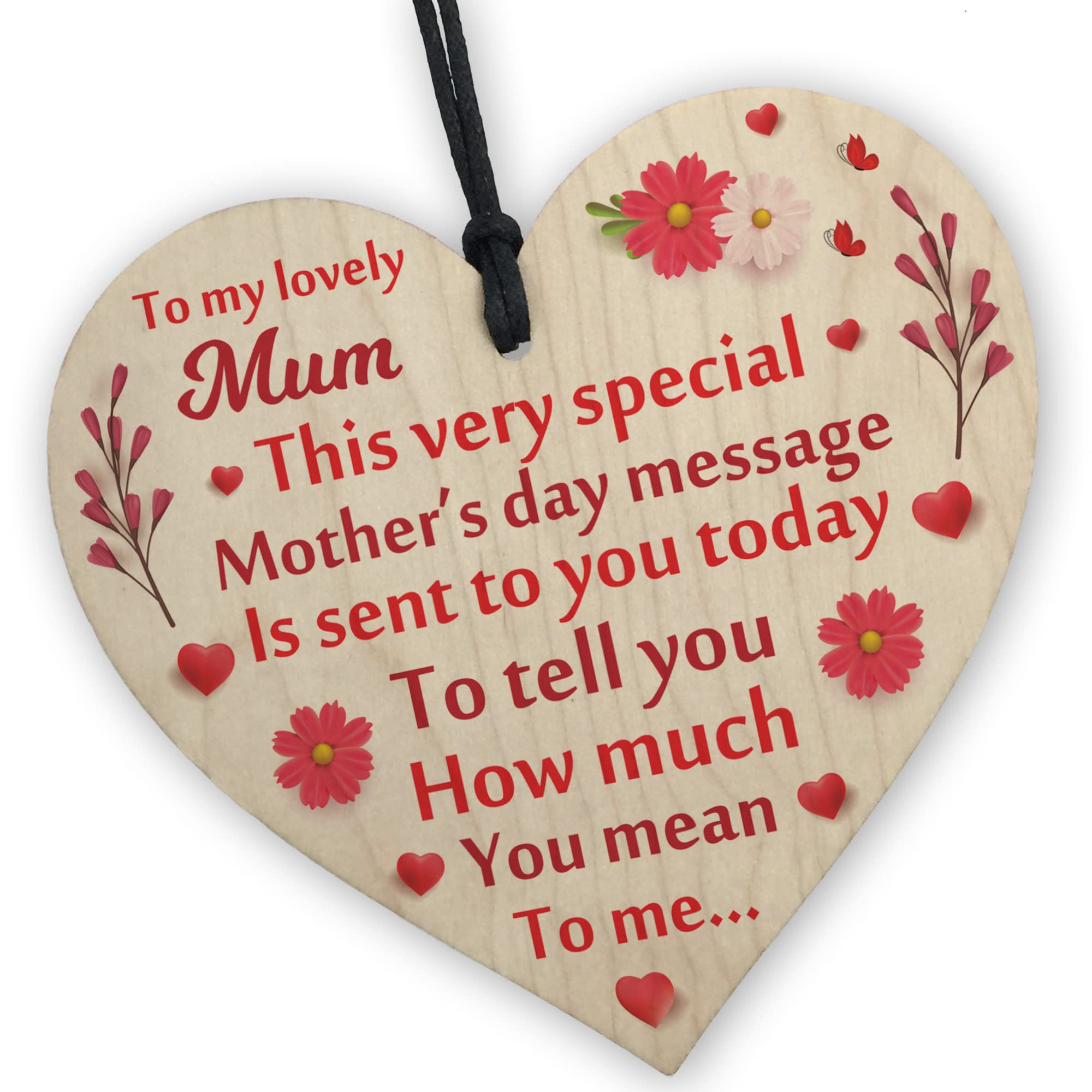 Red Ocean Lovely Mum Mothers Day Plaque Gift For Mum | Mothers Day Gift From Daughter Son | Mum Keepsake Gifts | Mother's Day Gifts For Mum
