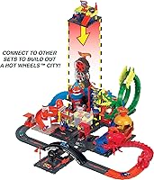 Vista 6 de Hot Wheels City Toy Track Set, Downtown Express Car Wash Playset with 1:64 Scale Vehicle, Foam Roller & Drying Flaps