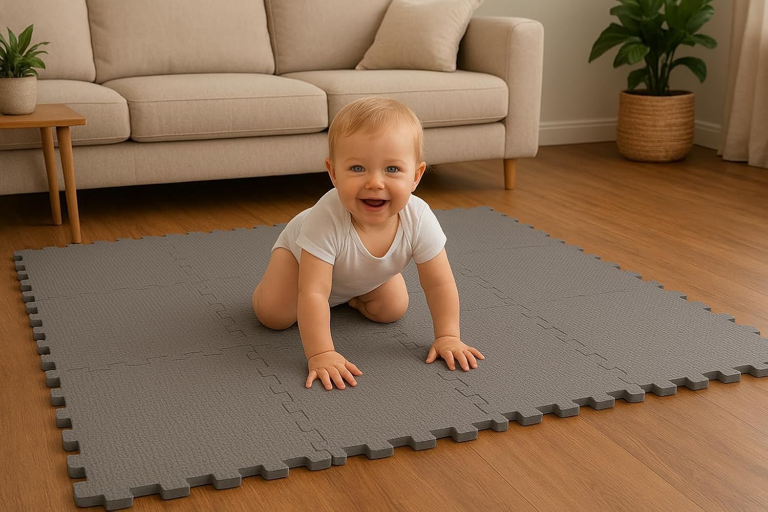 EVA Interlocking Floor Mat for Kids Play, Gym Exercise, Prayer Room | Soft Cushion, Water Resistant, Non-Slip, Portable Multipurpose Foam Puzzle Tiles (30x30 cm, 10 Pieces)-image-5
