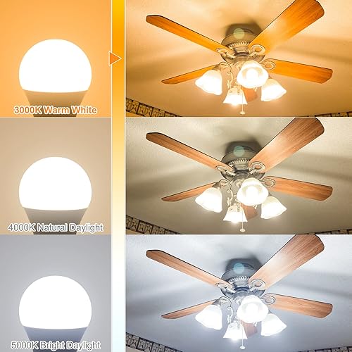 Miniatura 4 de hansang Bombilla LED E12 de 5000 K, luz diurna, paquete de 8 bombillas para ventilador de techo, bombillas LED de candelabro A15 para candelabro,