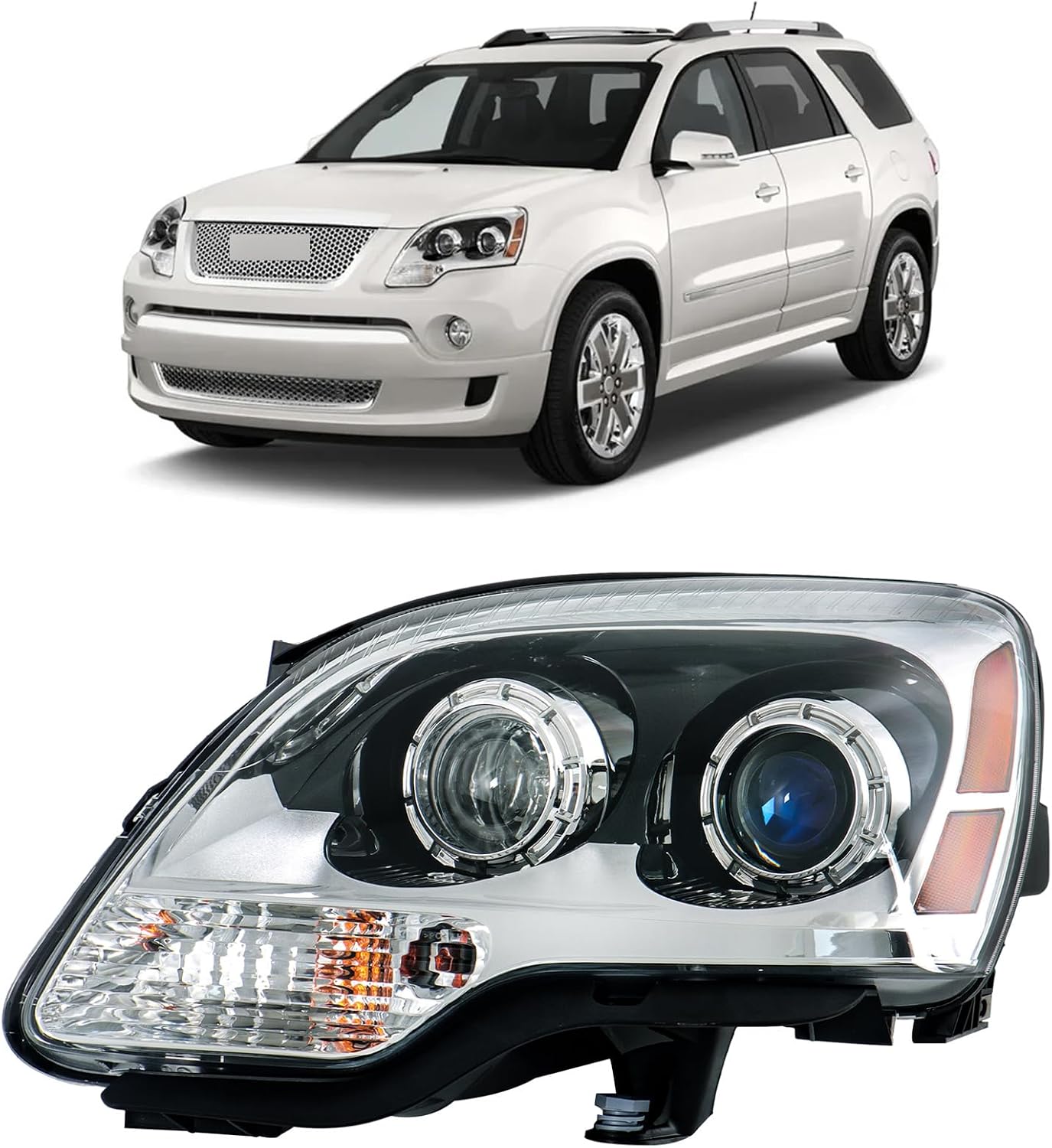 labwork 1PC Headlight Assembly HID without Ballast Chrome Housing Replacement for Acadia 2007-2012 Driver Side LH GM2502323