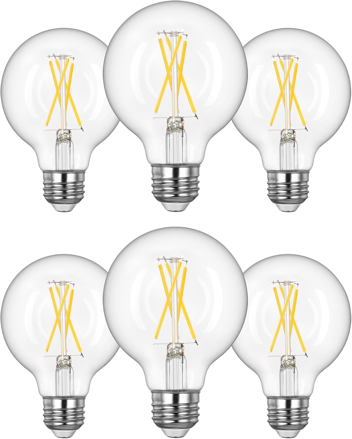 EDISHINE 6 Pack G25 Globe Light Bulbs, Dimmable Vintage LED Edison Bulbs, CRI90+ 5W Equivalent 60W, Clear LED Filament Vanity Light Bulbs, 5000K Daylight White, 500LM, E26 Base