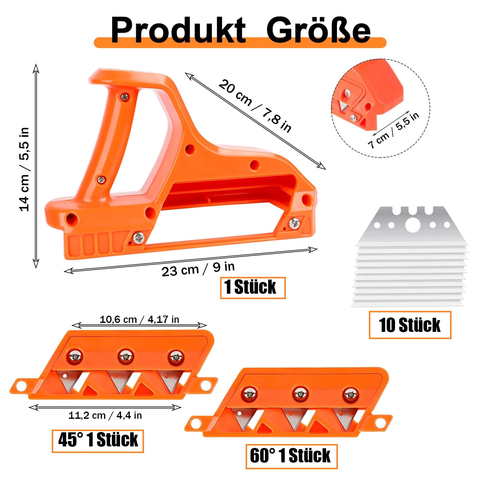 Coupe Rabot Placo, avec Jeu de Lames à 45° et 60°, Rabot Manuel pour Chants, Coupe Rapide pour Plaques de Plâtre, Rabot Polyvalent pour Chants de Plaques de Plâtre, de Liège avec 10 Lames