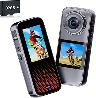 Xilecam 1080P Dual Screen Action Camera Rainproof Sports Cam 32GB Card 2x1350mAh Batteries Helmet Mounts Beginner Friendly