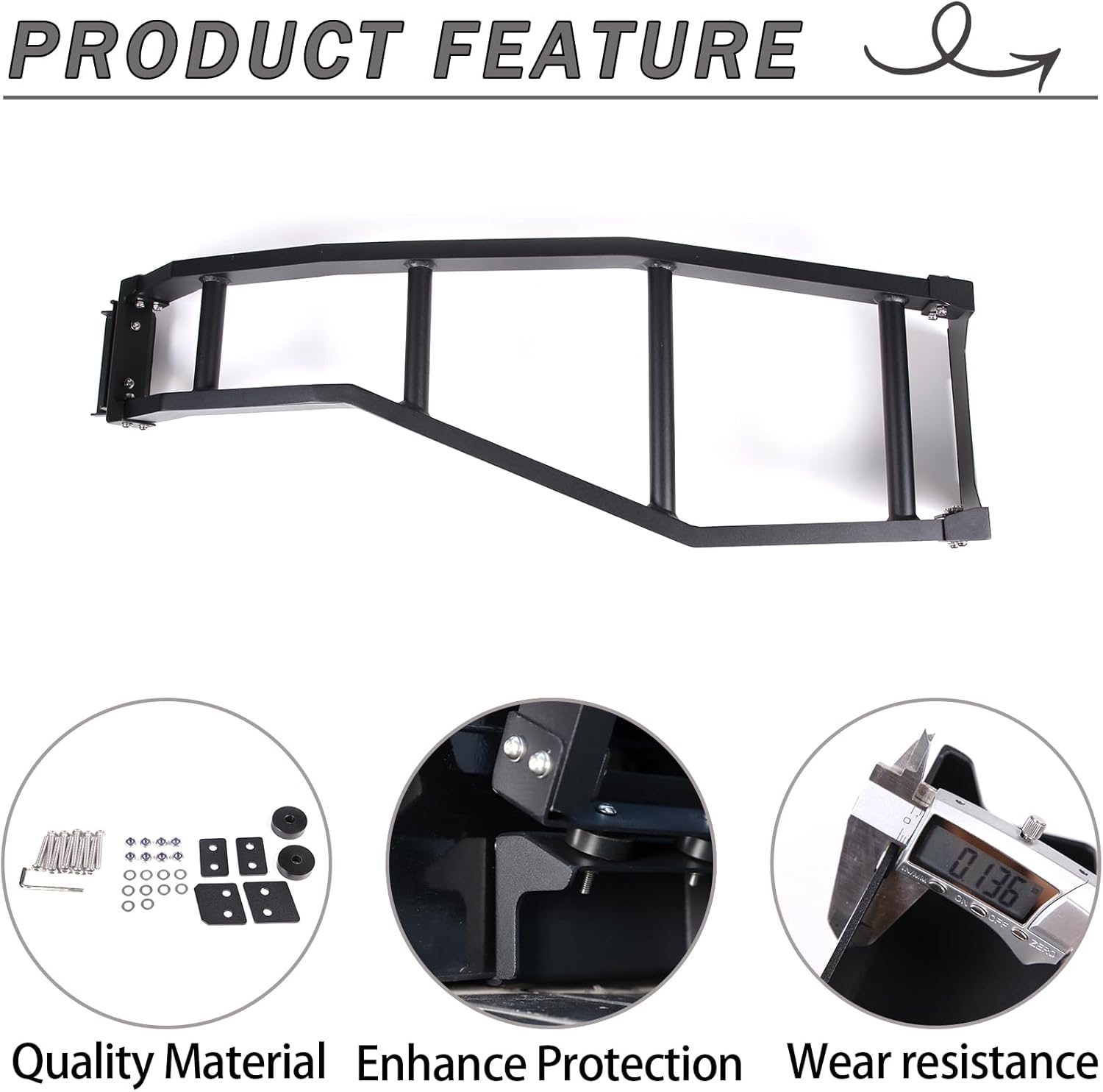 Lcojicep Aluminum Car Rear Tail Door Ladder Climbing Luggage Carriers Car Body Functional Decoration Accessories Compatible with Hummer H3 2005-2009 Rear Door Tailgate Ladder Kit