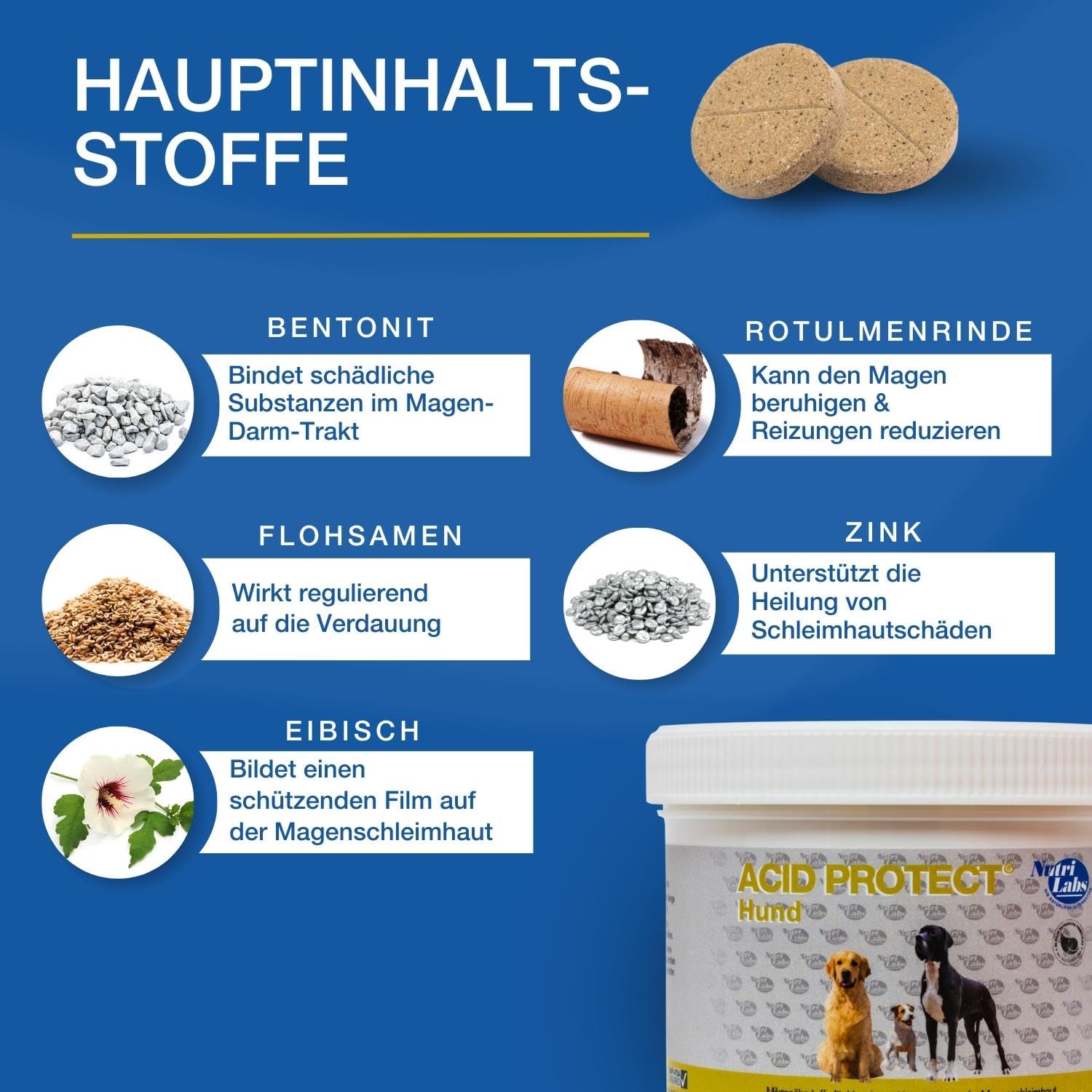 NutriLabs Canicox-HD Gelenktabletten für Hunde zur Unterstützung bei Gelenksproblemen mit Glucosamin, Chondroitin & Acid Protect Hund Magenkräuter Kautabletten zur Unterstützung