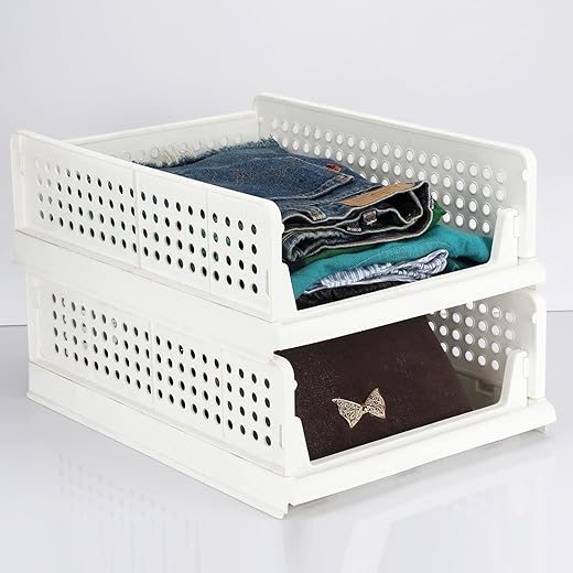 JEYANG Stackable Wardrobe Organizer - Pack of 2