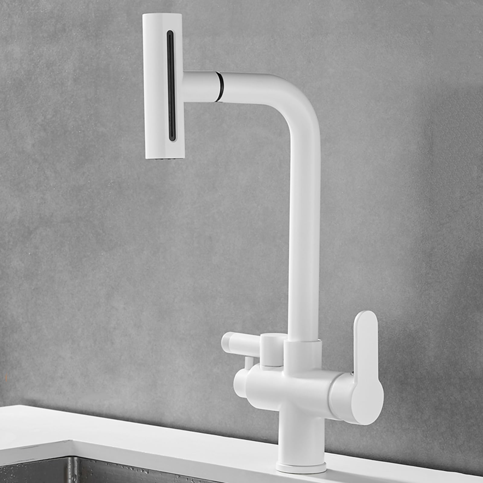 ZQFHSX Kitchen Faucet with Dishwasher Connection, Pull Out Swivel Brass Tap for Sink