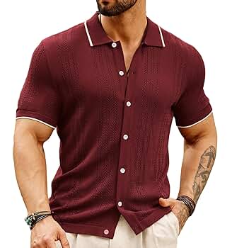 トップス BoTT Button Down Knit Polo L Amazon.com: Men's