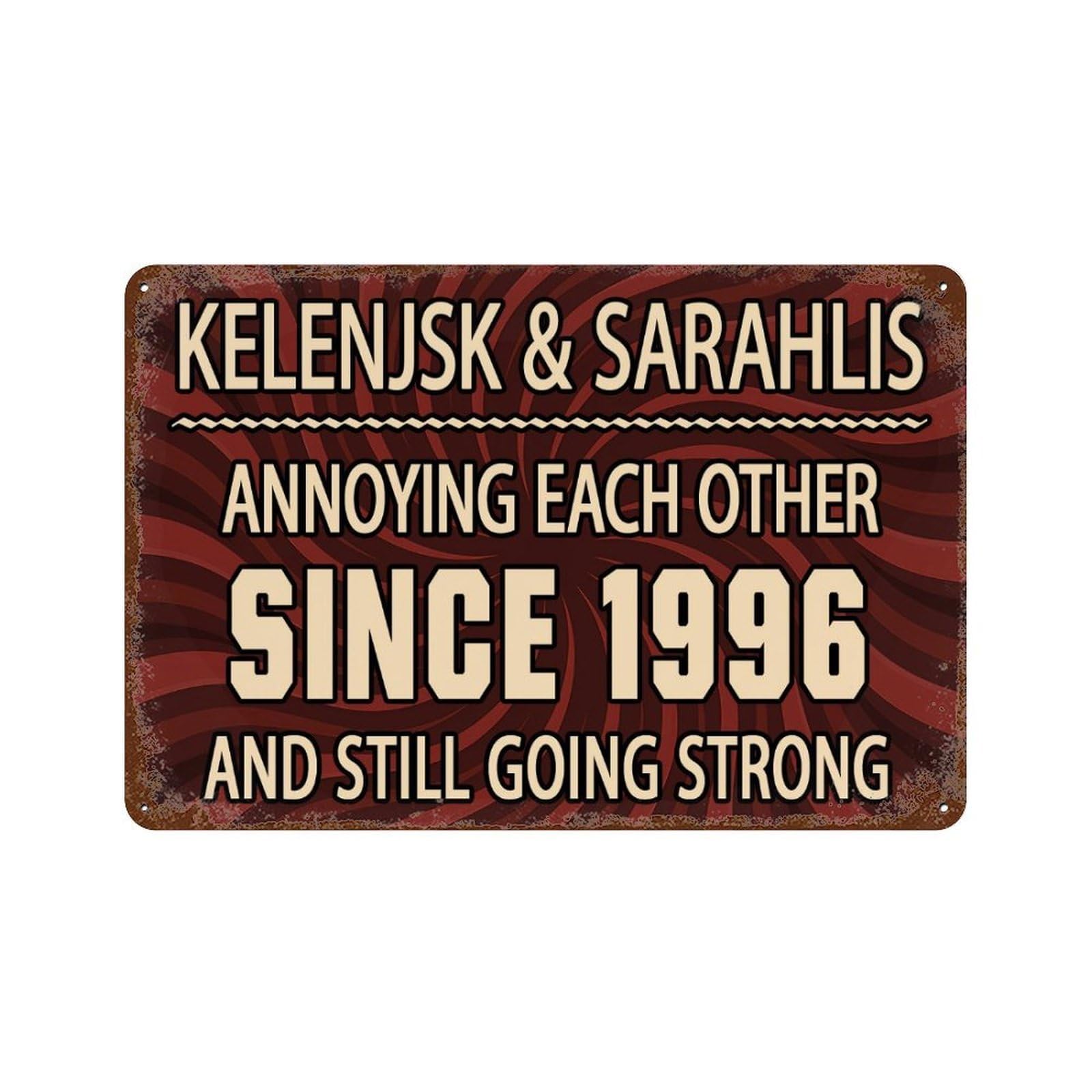 Custom Couple Name Retro Metal Sign for Garden Porch Bedroom Patio Living Room Man Cave Garage Personalized Annoying Each Other Since Old Couple Plaque for Anniversary Birthday