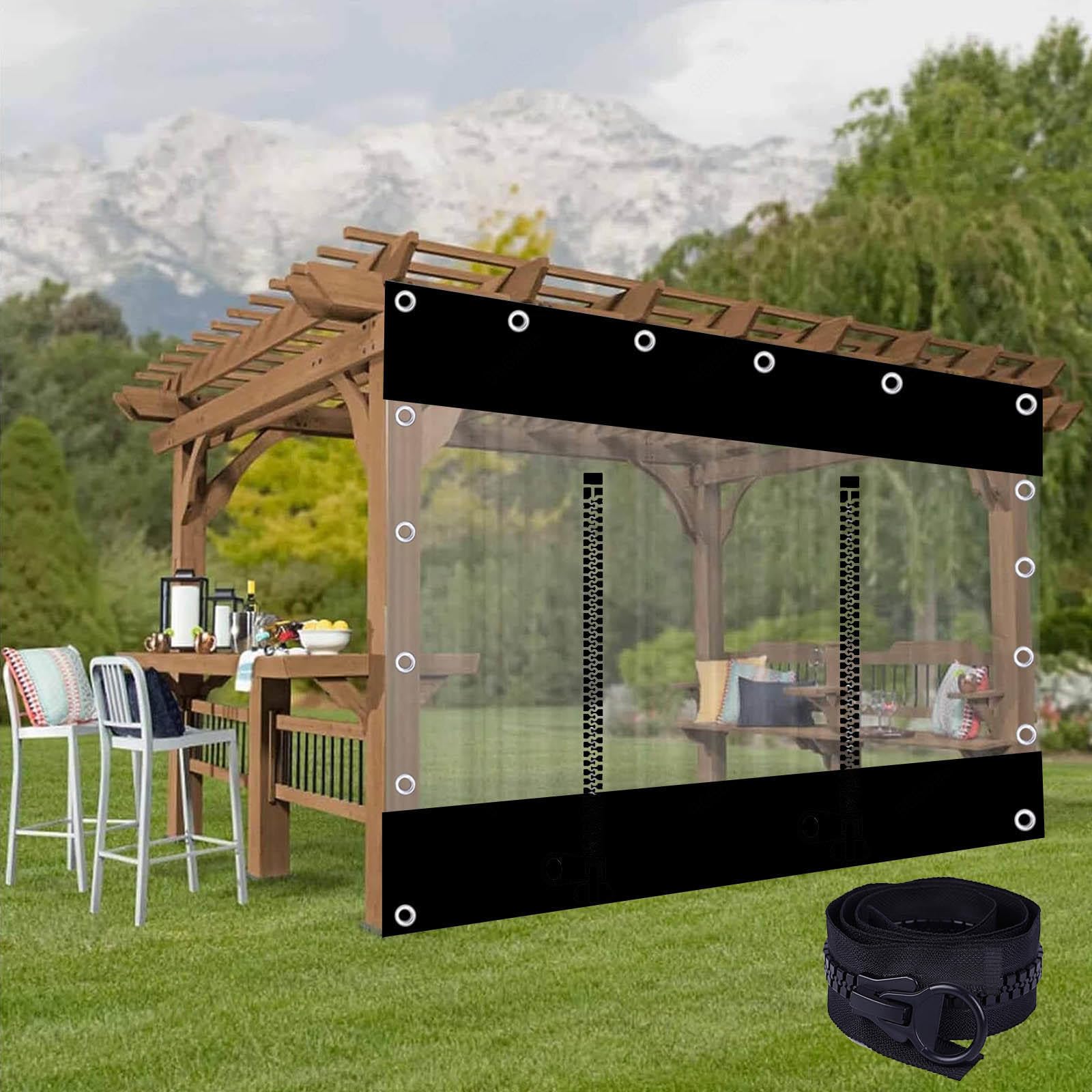 Tende In Telone Trasparente Impermeabile Con Occhielli - Pannelli Laterali In PVC Per Gazebo, Pergola E Veranda - 2,3x2m (7,5x6,6ft) - 4