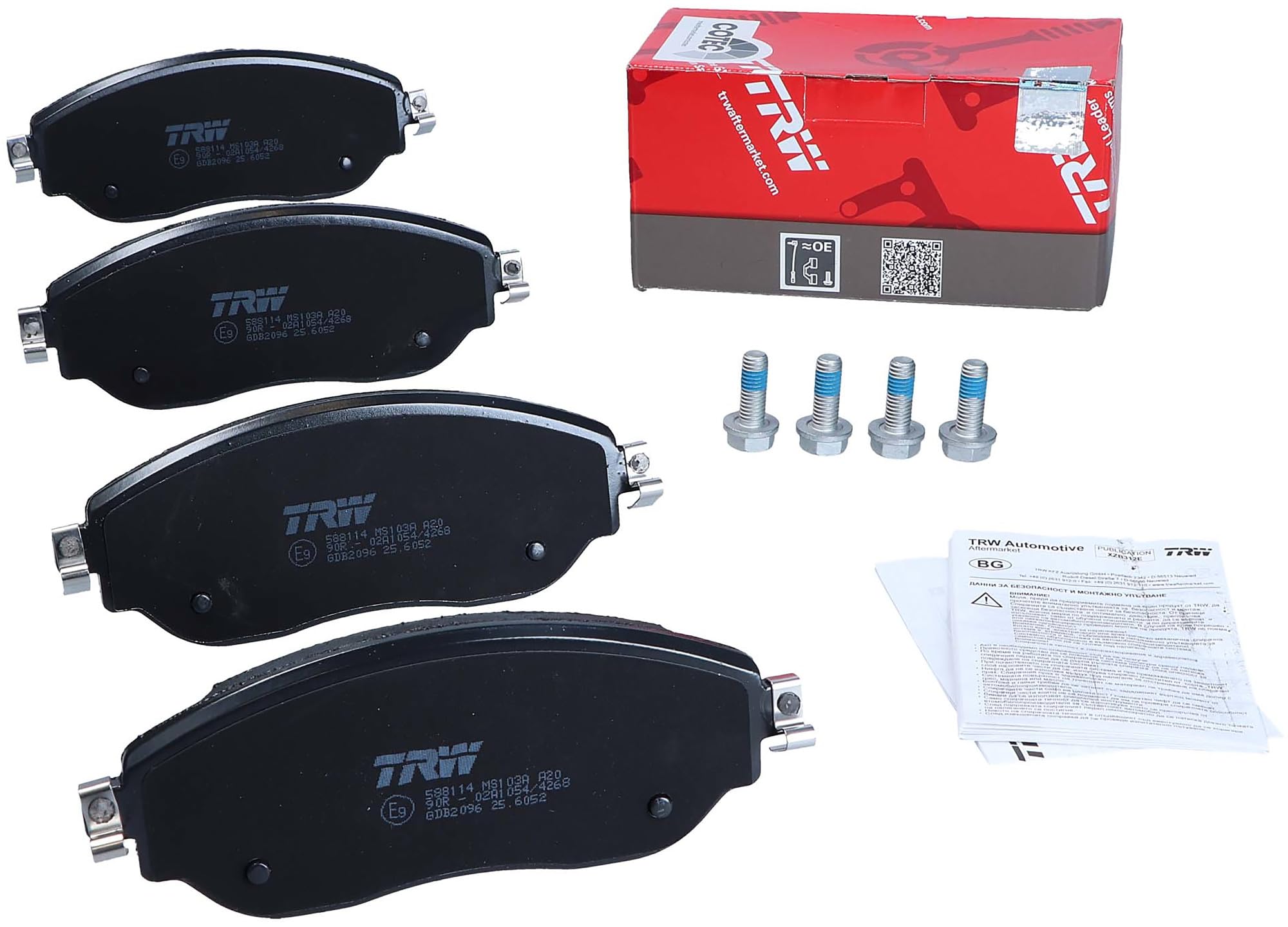 TRW GDB2096 Plaquettes de Frein Kit de 4 pour Renault Trafic III Fourgon (FG_) 2014 - Essieu Avant et Autres Véhicules | Compatible avec: FIAT TALENTO Bus, TALENTO Kasten, TALENTO Pritsche/Fahrgestell, NISSAN NV300 Kasten, NV300 Kombi