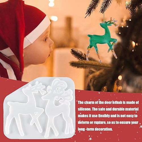 Miniatura 5 de Moldes de resina de Navidad, moldes de silicona de adorno de Navidad de reno de alce, molde de silicona de Navidad para fundición de resina, molde