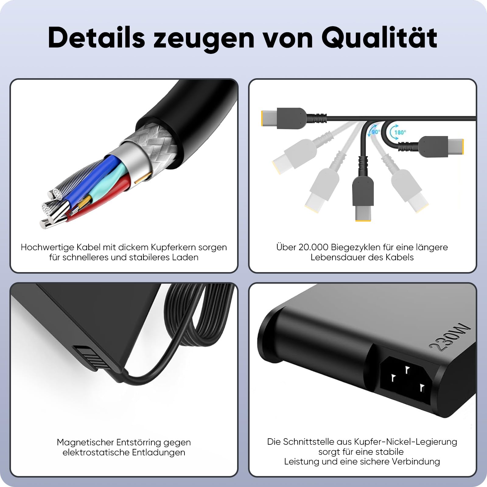 230W Laptop Netzteil Ladekabel für Lenovo Legion Slim 5 7 5P C7 S7 Y520 Y540 Y545 Y740 Y730 Y900 Y910 Y920 Y7000 Y7000P ThinkPad P15 P16 P73 P72 P71 P53 P52 LOQ 15 16 ADL230NLC3A Ladegerät