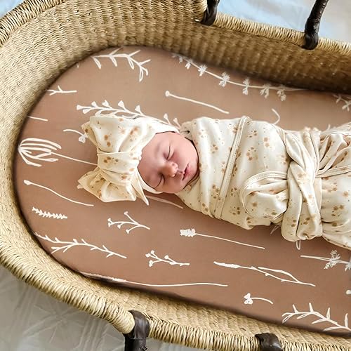 Vista 115 de GRSSDER Juego de 2 sábanas elásticas ultra suaves para moisés, ajuste universal para moisés, cesta de moisés, colchón rectangular ovalado, seguro