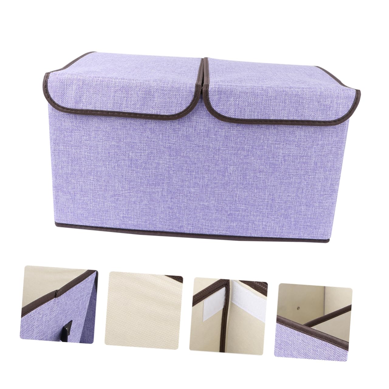 Ciieeo Scatola di Stoccaggio con Doppio Coperchio e Maniglie Pieghevole in Cotone Porpora Contenitore Organizer con Due Divisori Funzionali per Armadio e Scarpe
