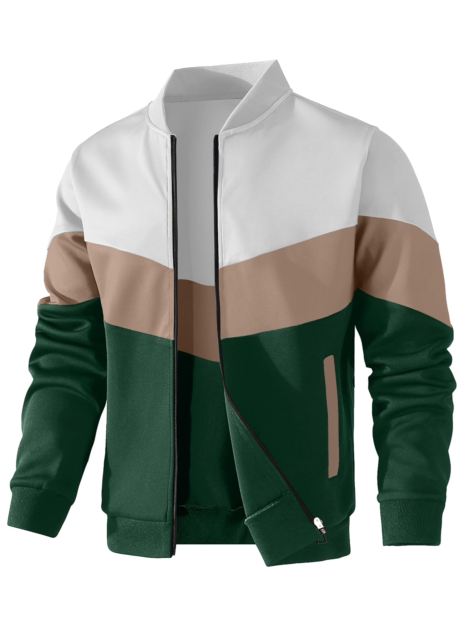 Mens Lightweight Jacket Casual Bomber Jacket Color Block Varsity Coat