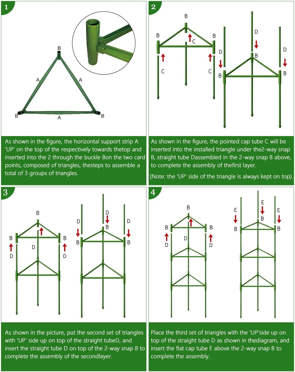 Growsun 51 inch Tomato Cage Heavy-Duty Plant Support Cucumber & Vine Vegetables – Adjustable Green Metal Garden Trellis for Climbing Plants, Indoor & Outdoor Use, 6 Pack