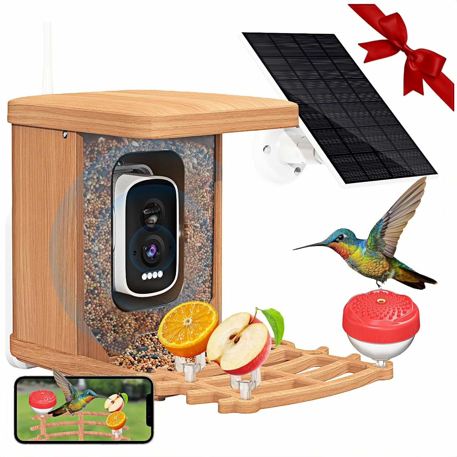 Solar Powered Bird Feeder with Camera, Hummingbird Feeders for Outdoors