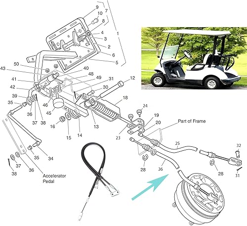 Miniatura 6 de 70969-G03 Juego de cables de freno para carrito de golf EZGO TXT 1994 y más o EZGO TXT Marathon Medalist Golf Cart 70716-G03 70273-G03 70969-G03